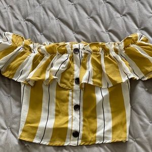 Ruffled Off The Shoulder Crop Top